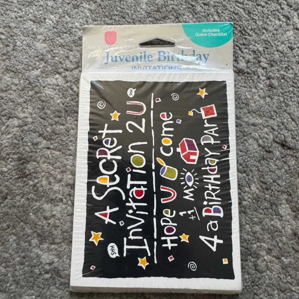 Vintage American Greetings‎ Secret Birthday Invitations 8ct Chalkboard Retro New